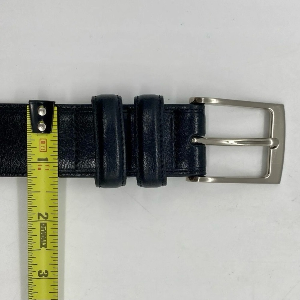 Coated Leather Belt in Black w/ Silvertone Buckle 1.25 Inches Wide Size 42 - Picture 1 of 9
